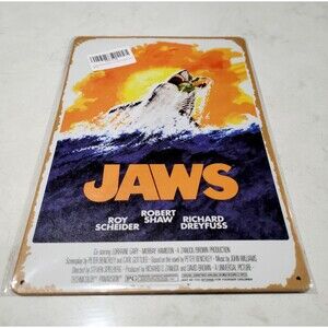 JAWS Film Poster 8x12 Metal Tin Movie Sign NEW Rustic Retro Style Repro Art